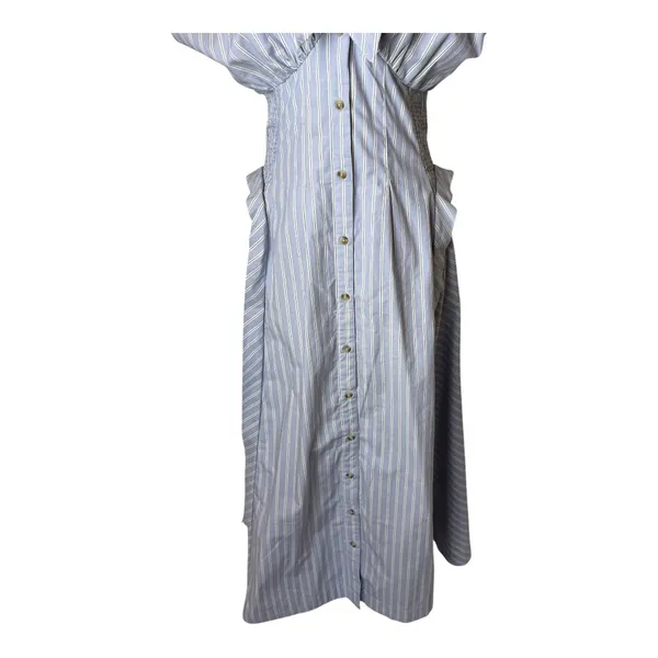 By Anthropologie Dress Women Small Blue White‎ Striped Pleated Midi Preppy Boho - Image 5