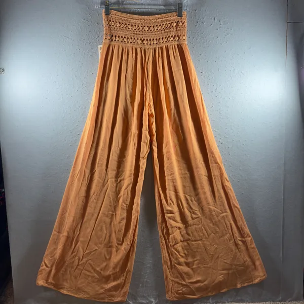 1791 | NWT Rewash Crochet Waist Boho Walk Thru Wide Leg Pants Orange Womens S - Image 2