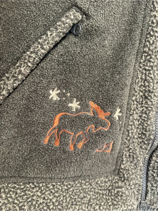 VTG 80s LL Bean full-zip embroidered Moose Bear Tree fleece Polartec jacket. - Image 9