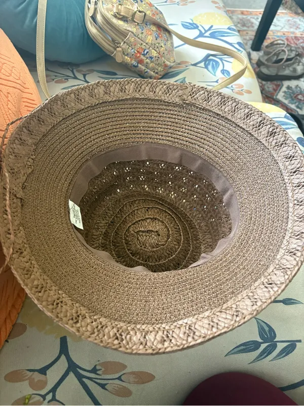 Brown Woven Paper Wide Brim Hat Boho 70s Granola One Size - Image 4