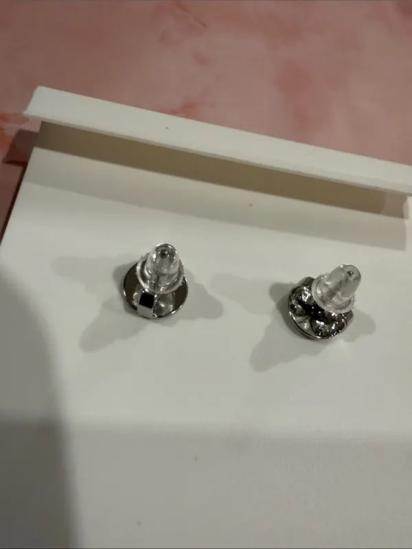 Tory Burch | Gunmetal Crystal Logo Stud Earrings | Small - Image 3