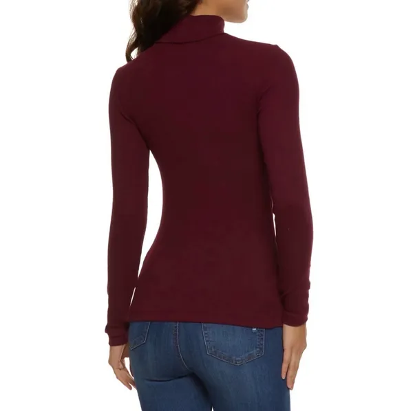 L Joseph A. Wine Red Burgundy Women’s Long Sleeve Comfy Winter Turtleneck Top Shirt - Image 2