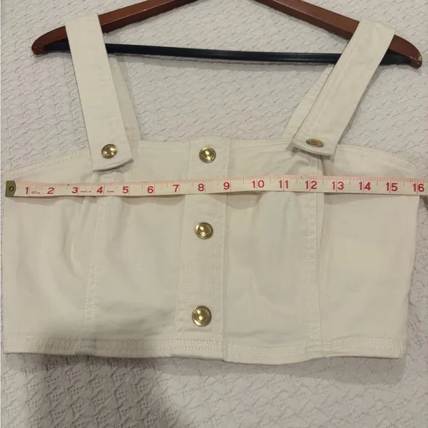 Michael Kors Women's Cream Cropped Button-Front Tank Top size‎ Small - Image 8