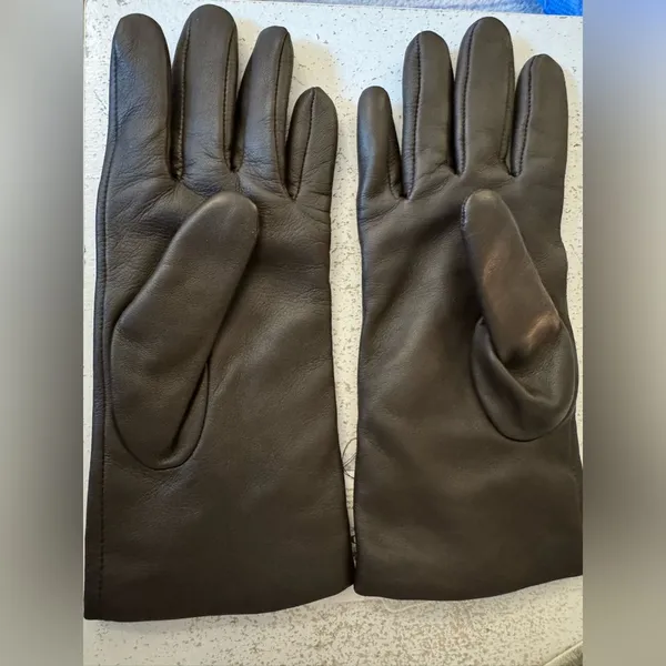 NEW Coach Chocolate Brown Real Leather Gloves Size 6.5 Mahogany - Image 4