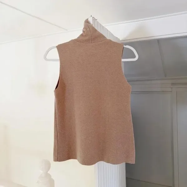 Zara Funnel Neck Sweater Vest in Light Camel Size S - Image 5