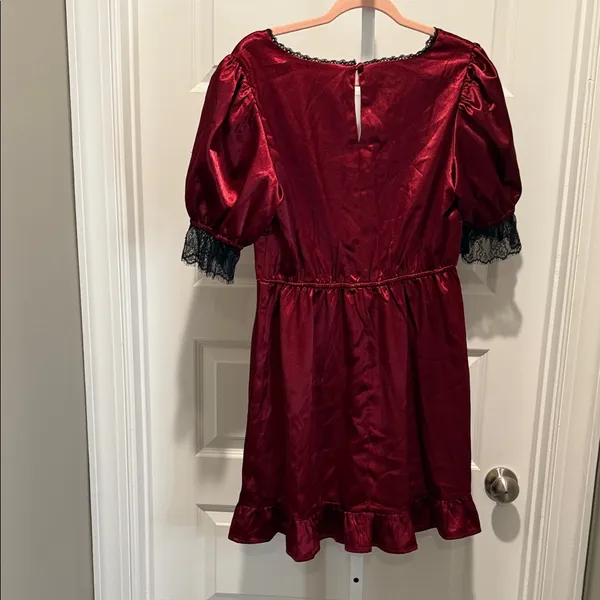 Kit‎ + Sky Red Satin Puff Sleeve Mini Dress Size Small Juniors NWT Whimsigoth - Image 6
