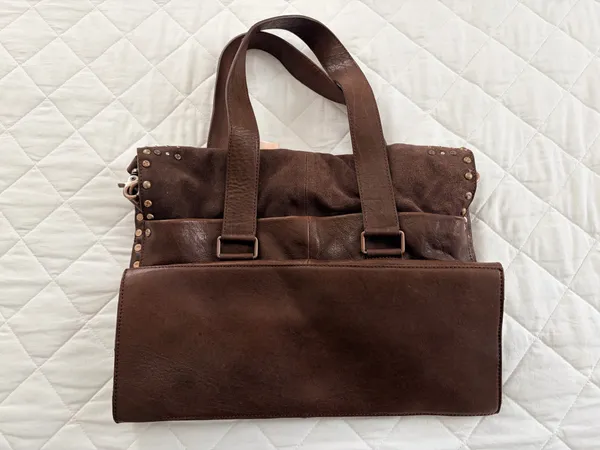 Free People We The Free Shay Brown Leather Studded Tote Bag Boho Western Crossbody SOLD OUT - Image 11