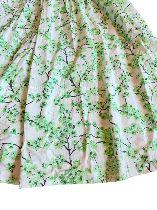 J. Crew Gathered Tank Midi Dress Lime Cherry Blossoms Smocked Cotton Size 8 NWT - Image 6