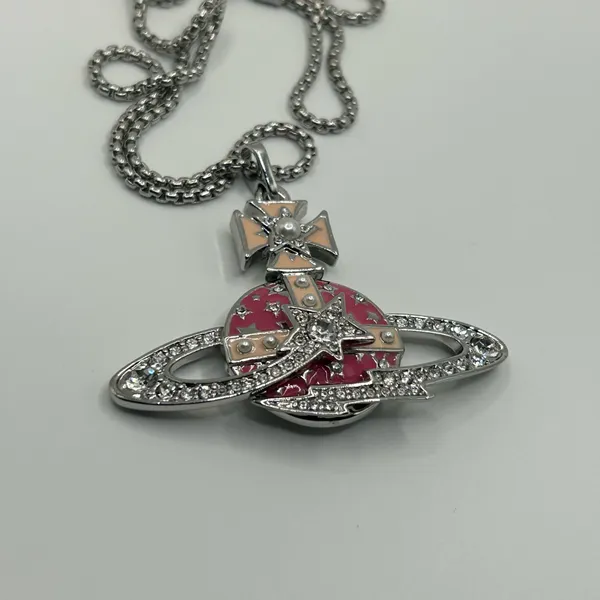 Vivienne Tam Vivienne Westwood Silver Pink Necklace Orb New Chain Adjustable Pendant 18” - Image 3