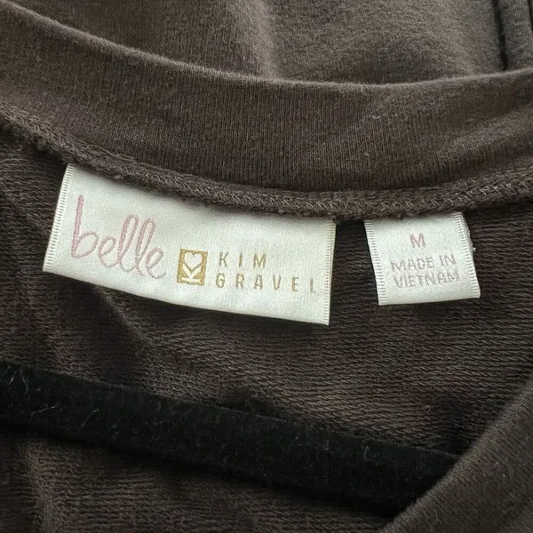 Belle Kim Gravel Faux‎ Leather Blouse Medium Mixed Media - Image 3