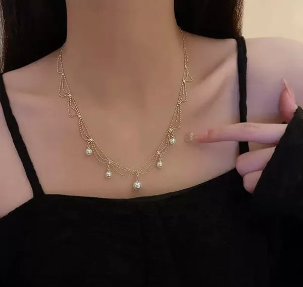 Gold Plated Pearl Necklace - Image 3