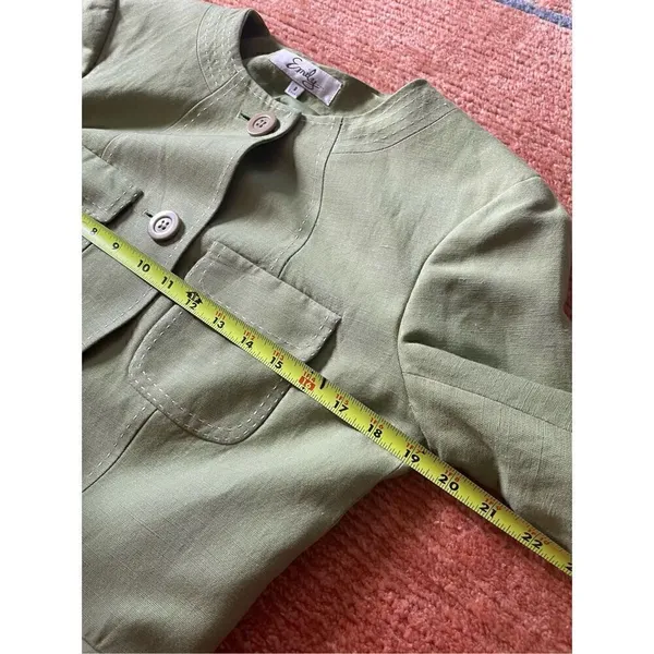 EMILY Linen jacket with buttons and lining M Green Size M - Image 4