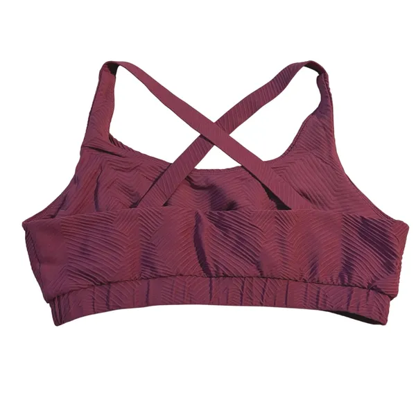 Lola Getts Plus Size 3X 22 24 Sports Bra Wine Plum Textured Criss Cross Back - Image 2