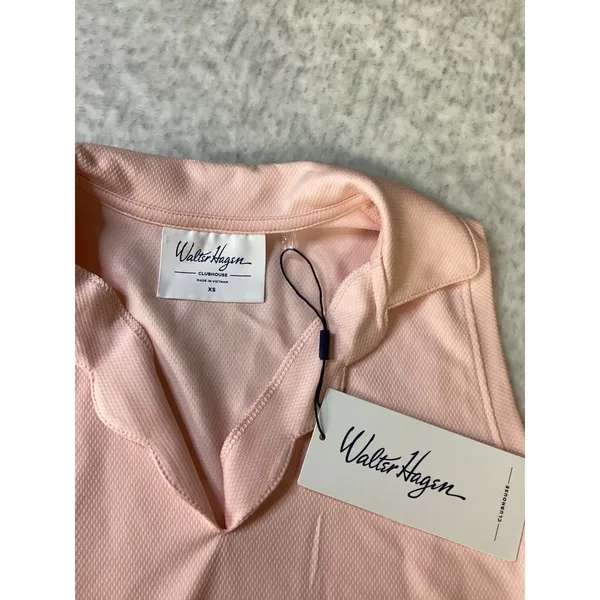 Walter Hagen Clubhouse Scallop Sleeveless Polo Pink Blossom‎ XS WGH11518 NWT - Image 2
