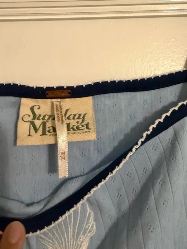 Free People Light Blue Shell-Embroidered Women's Cami Top - Image 3
