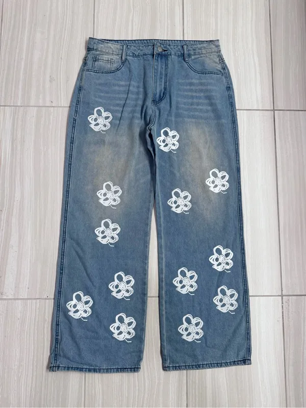 SHEIN Floral Print Wide Leg Jeans - Image 3