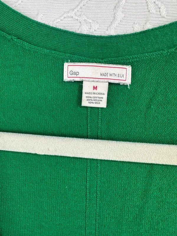Gap Womens Green V-Neck Button Front Cardigan Sweater Size M Buttons Cotton - Image 4