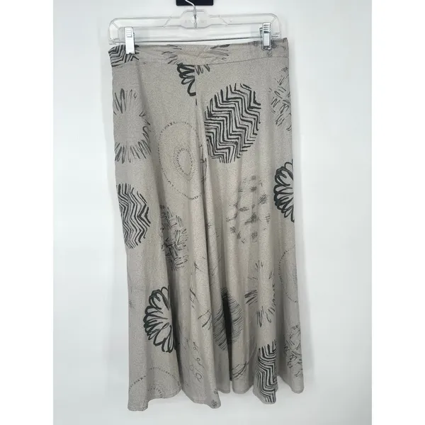 Le Lis Skirt Women‎ Medium Abstract Print Rayon Midi Modern Flowy Grey Black - Image 6