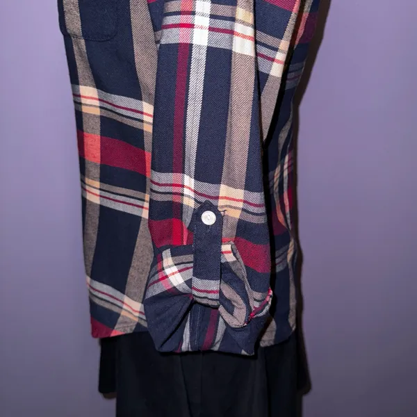 NEW Lucky Brand Navy Blue Plaid Button Up Shirt - Image 11