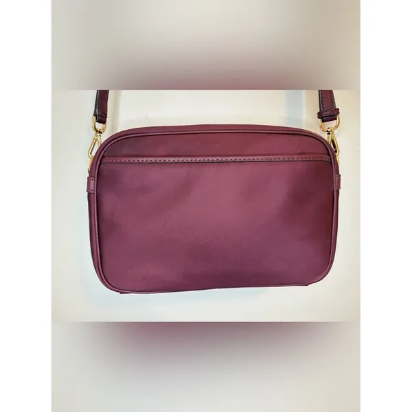 Michael Kors Burgundy Nylon Crossbody Camera Bag Gold Hardware - Image 3