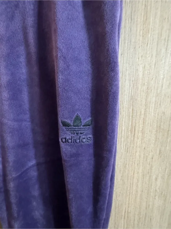 Women adidas Purple Velour Flared Sweats Size Small - Image 2
