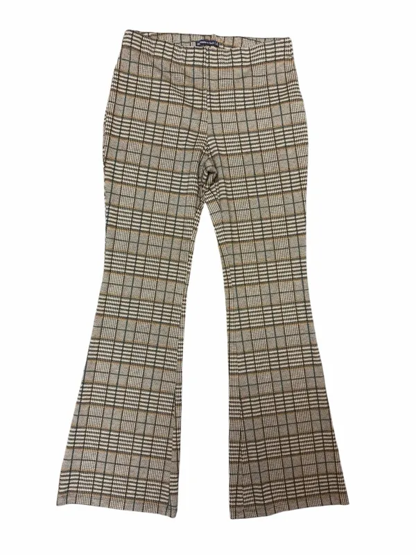 Abercrombie 70s Retro Plaid Flare Pants Vintage Revival Pull On Knit Trousers S - Image 2