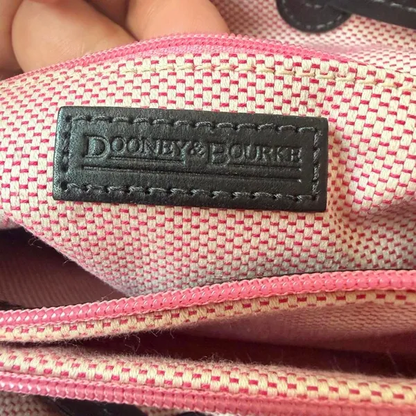 Dooney & Bourke Signature DB Monogram Canvas Tote Brown Leather Y2K Large - Image 5