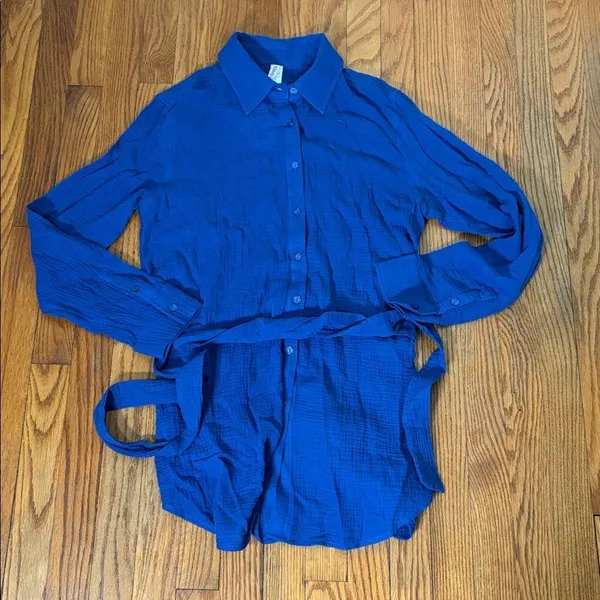 Andie The Corvo Button Up Top Cover Up‎ Blue Mazarine size M NWT - Image 3
