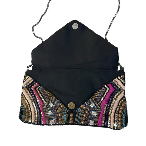 Vintage Beaded Sequin Embroidered Clutch Crossbody Boho‎ Festival Art Deco Bag - Image 4