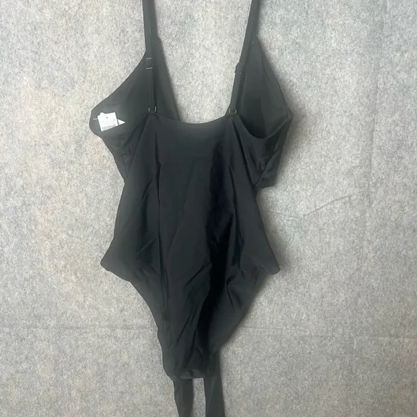 Aerie Women's Black V-Neck Spaghetti Strap Wrap‎ One-Piece Swimsuit New - Image 6