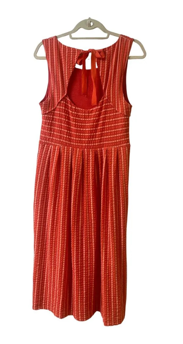 Anthropologie seersucker dress by Postmark 9-H15 ST CL orange sz Large - Image 4