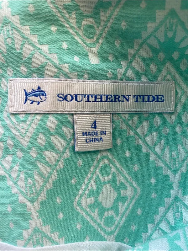 Southern Tide Teal and White Sleeveless Printed Shift Dress - Image 2