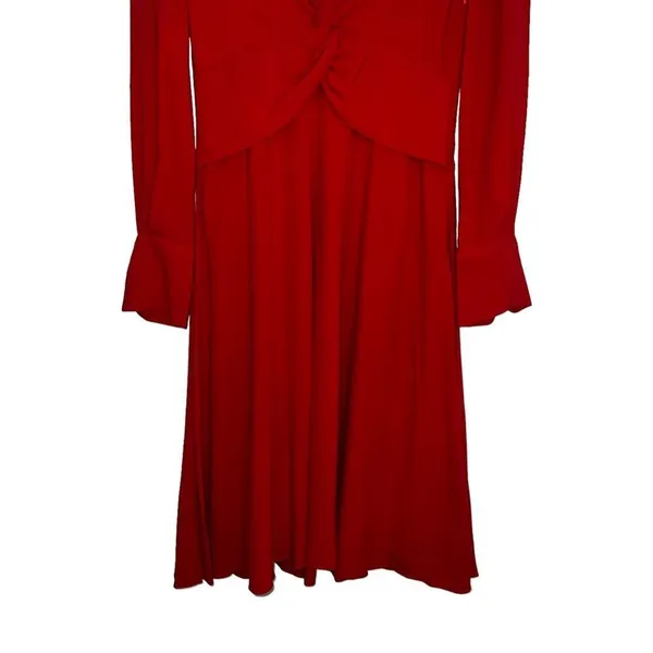Equipment Femme Short Faun Red Twist Knot V Neck Midi Dress NWT Size 6 - Image 6