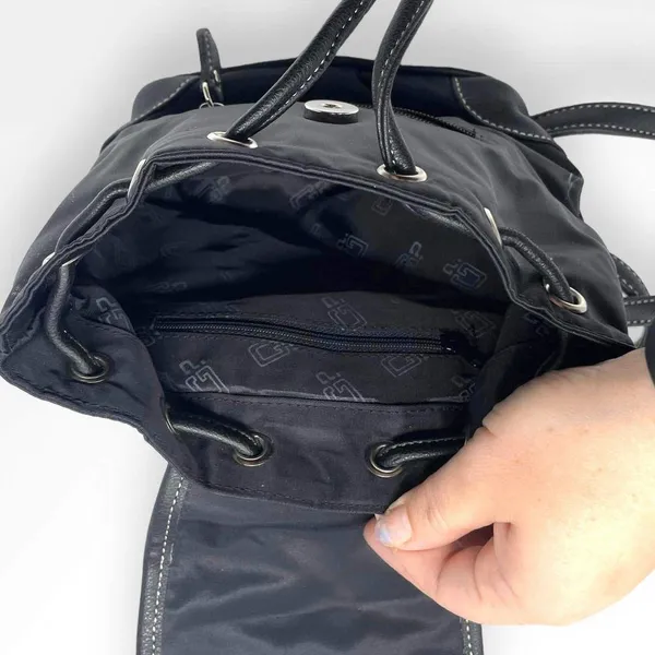 00s GUESS Vintage Black Drawstring Backpack - Image 3