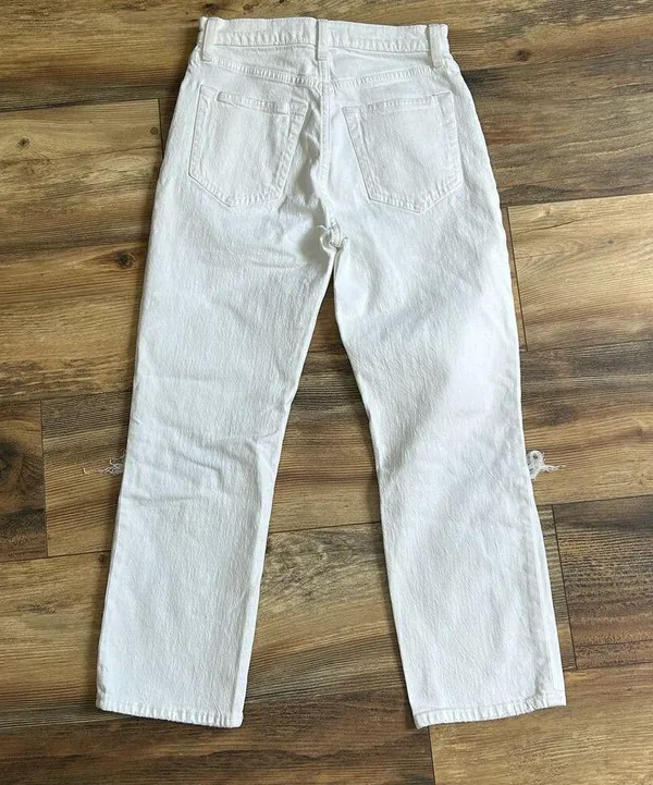 Abercrombie & Fitch Jeans The Ankle Straight Ultra High Rise White Denim 26 2 S - Image 2