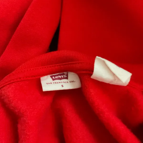 Levis‎ Cropped Pullover Logo Sweatshirt Size Small Red - Image 2
