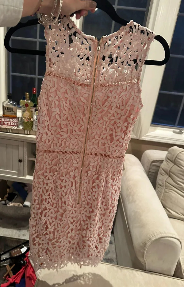 AQUA Pink Lace Mini Dress - Image 5