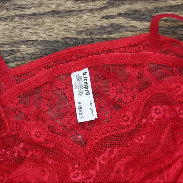 NWT B.tempt'd By Wacoal Womens Lace Kiss Bodysuit 936282 Red S - Image 7