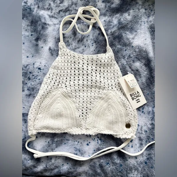 NWT Billabong Crochet Bikini Set – White/Black - Image 2