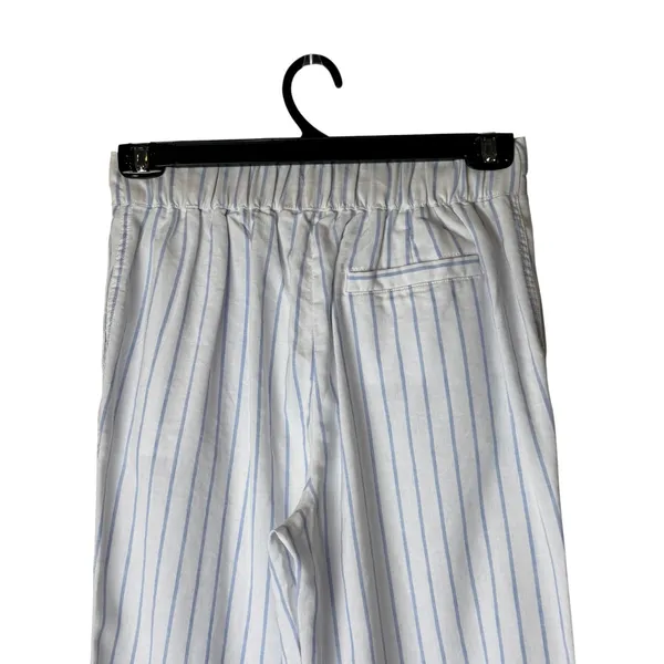 Faherty Malibu Linen Pant Women Small Blue White Stripe Lagenlook Preppy Coastal - Image 5