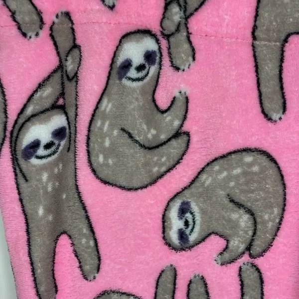 Coco Lounge Women’s Fleece Sweat Joggers Pants Size Medium (32x29) Pink Sloths - Image 3