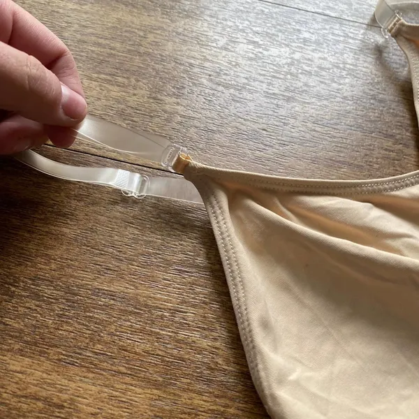 Capezio Nude Leotard Clear Straps Tan Bodysuit Gymnastics Dance Sz Medium - Image 5