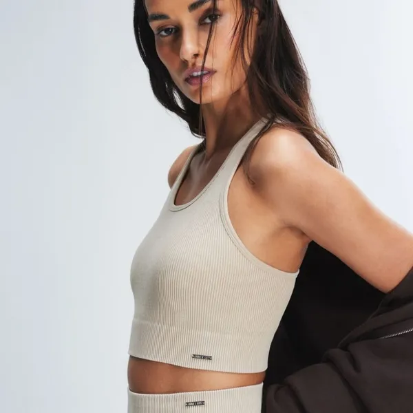 Savage X Fenty Seamless‎ Sport Racerback Tank in Washed Doe Eyed Beige Small - Image 9