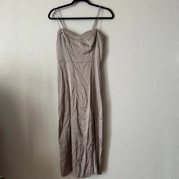 Abercrombie & Fitch The A&F Camille Midi Dress in Taupe Size Small - Image 3