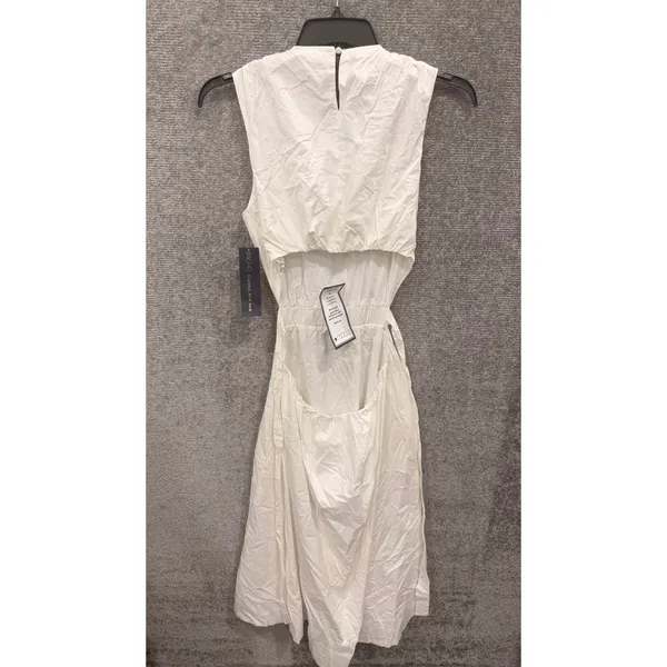Rachel Rachel Roy Women Dress 8 White Midi Cutout Back Tie Waist Sleeveless - Image 3