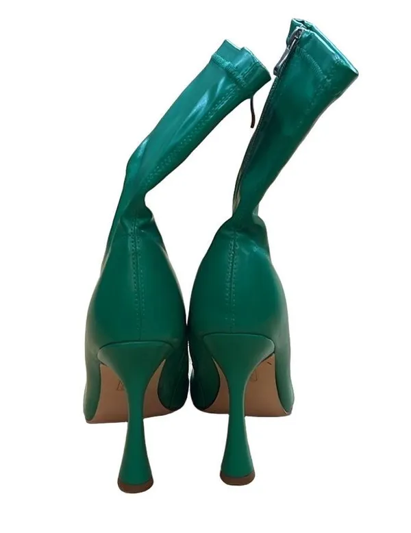 Azalea Wang Nova stiletto boots in green metallic - Image 6