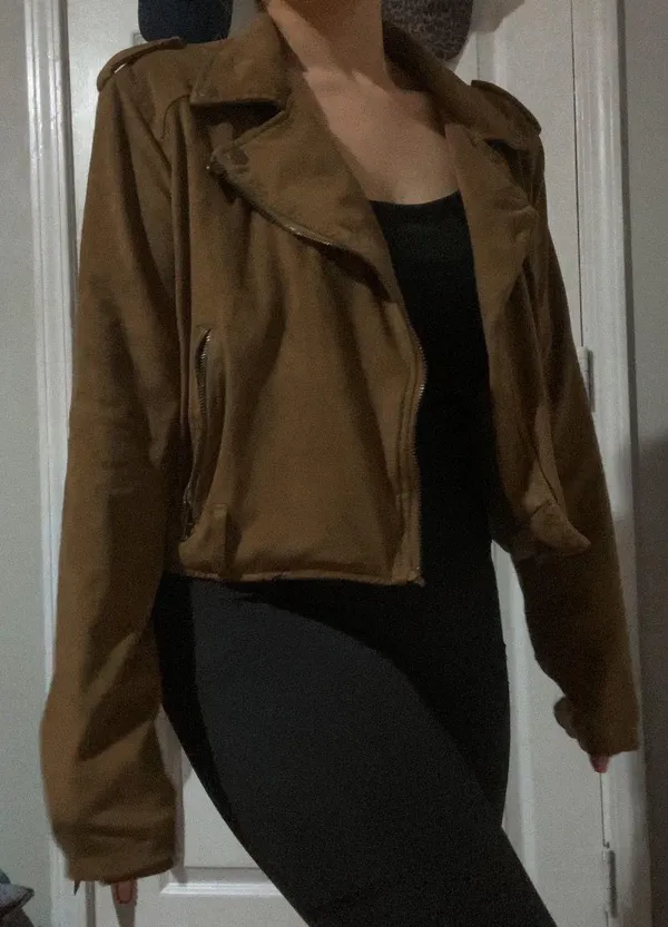 Camel Suede Moto Jacket - Image 2