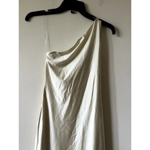 Oh Polly Sheril Asymmetric Scarf-Detail Maxi Dress in Ivory Size 4 New - Image 8