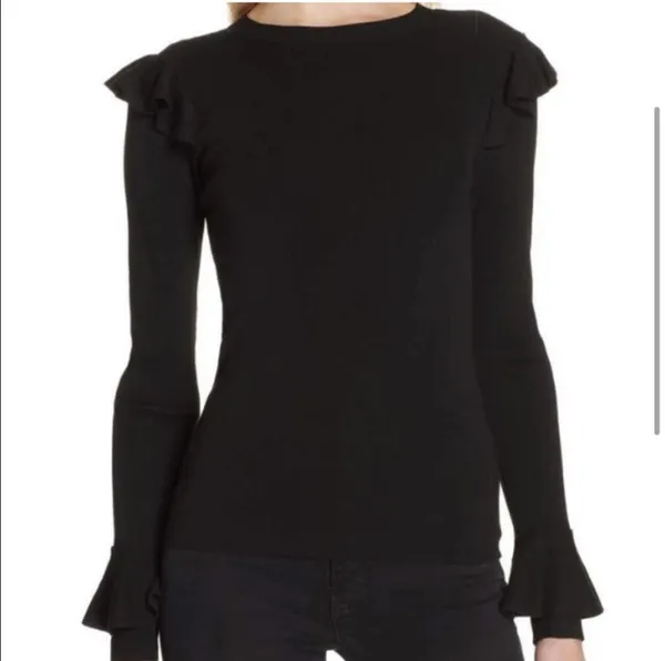 Black Mittie Ruffled Sleeve Sweater - Image 4