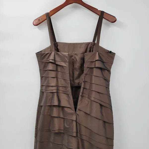 Rina di Montella Silk Jacket Dress 2 Pc 10 Brown Trumpet Tiered Mother of Bride - Image 5